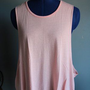 Pink Flowy Asymmetrical Hem Muscle Tank Top ~S~